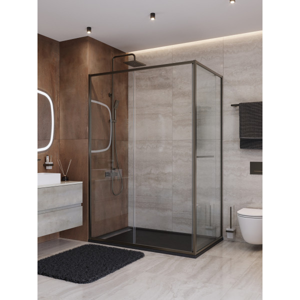Душевой уголок Cezares Lux 130x100x195 стекло прозрачное, профиль оружейная сталь (LUX-AH-FS-11-130/100-C-GM)