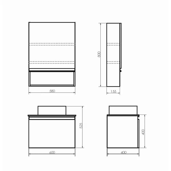 Шкаф зеркальный Comforty Эдинбург 600x155x800 дуб светлый (00-00002043)