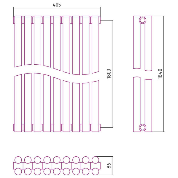 Дизайн-радиатор Сунержа Эстет-11 1800*405 9 секций золотой (03-0302-1809)