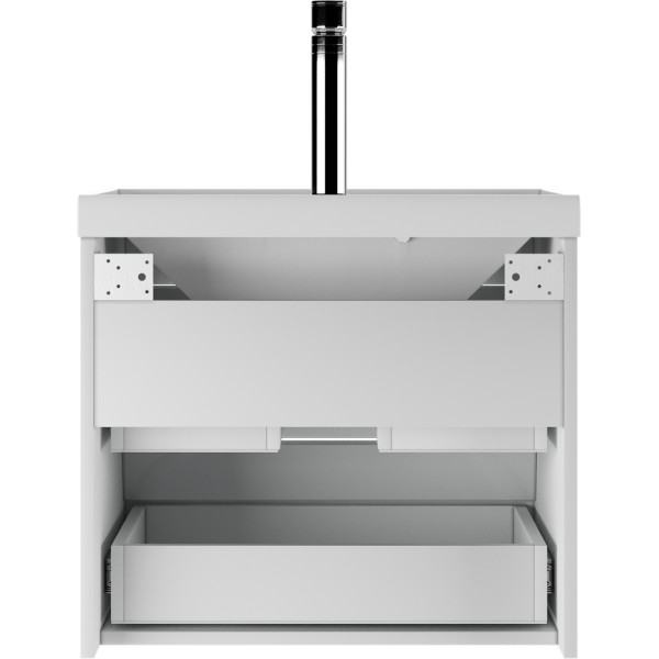 Тумба подвесная под умывальник Bazis 60 Ева с двумя ящиками В2 Айсберг Домино (DA5914T)