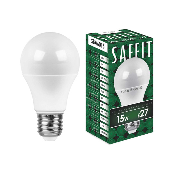 Лампа светодиодная SafFit LED 15вт Е27 белый (SBA6015)