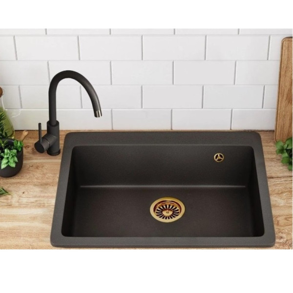 Сифон для мойки с переливом одинарный золото (BR-001-AU)