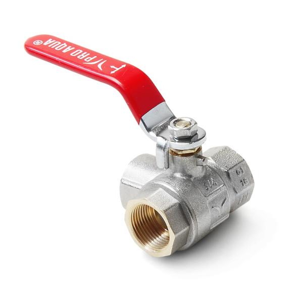 Кран 1/2" шаровый трёхходовой L-порт Pro Aqua (красная ручка) (FWL55-f15-f15-f15x)