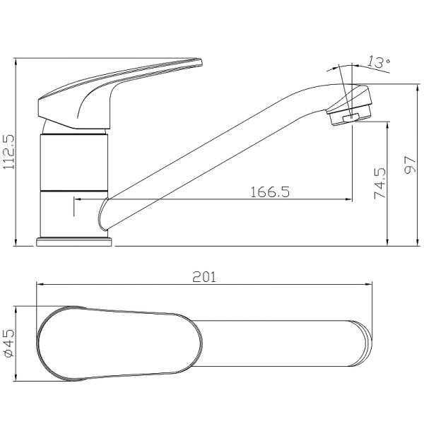 Смеситель для раковины Rossinka RS 45 хром (RS45-22)