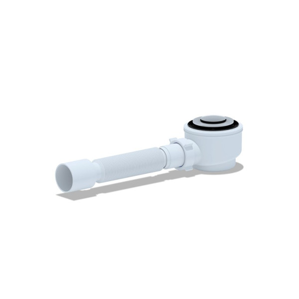 Сифон для душевого поддона АНИ 1 1/2"*50 (h=74 мм.) с гибкой трубой 375*40/50 клик-клак (хром) АНИ пласт (E415CL)