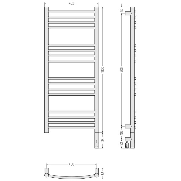 Полотенцесушитель электрический Сунержа Богема 3.1 выгнутая 1000x400 провод справа матовый белый (30-6003-1040)