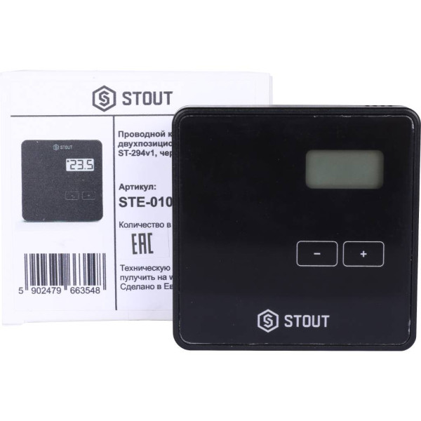 Терморегулятор Stout проводной комнатный двухпозиционный ST-294v1, черный (STE-0101-029412)