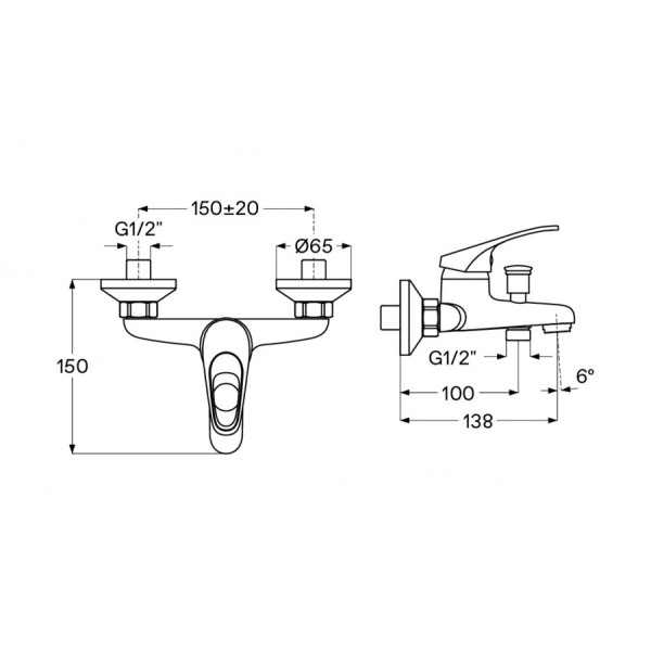 Смеситель для ванны и душа Santek Баус хром с душевым гарнитуром (WH5A10010C001) Смеситель для ванны и душа Santek Баус хром с душевым гарнитуром (WH5A10010C001)