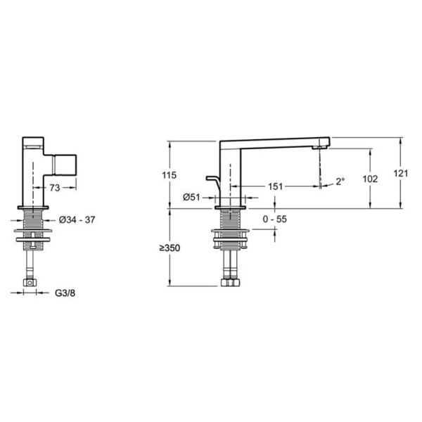 Смеситель для раковины Jacob Delafon Composed титан (E73050-ND-TT)
