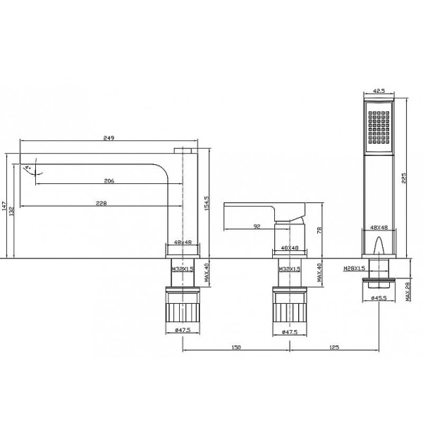 Смеситель на борт ванны Belbagno Romano хром (ROM-BVD-CRM)