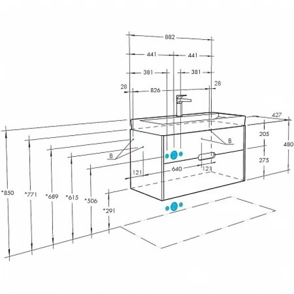 Тумба-умывальник Aquaton Оливия 90 Дуб веллингтон/1WH501629 Раковина Адриана 90 (1A2544K0OLVG0)