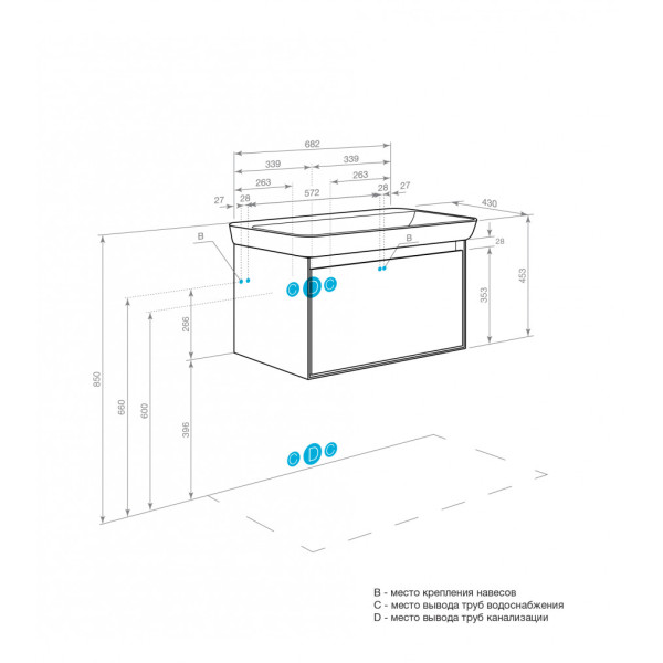 Тумба подвесная Aquaton Либерти 682x430x390 дуб эльвезия, белый (1.A279.8.01L.YC7.0) Тумба подвесная Aquaton Либерти 682x430x390 дуб эльвезия, белый (1.A279.8.01L.YC7.0)