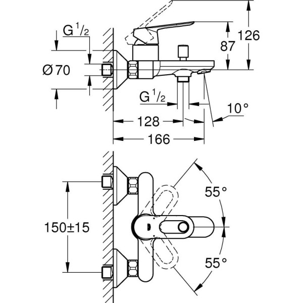 Смеситель для ванны и душа Grohe BauLoop (23603000)