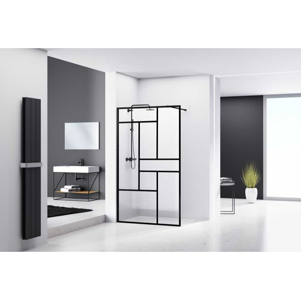 Душевая перегородка Abber Immer Offen 1000*2000 стекло прозрачное, профиль черный (AG63100B)