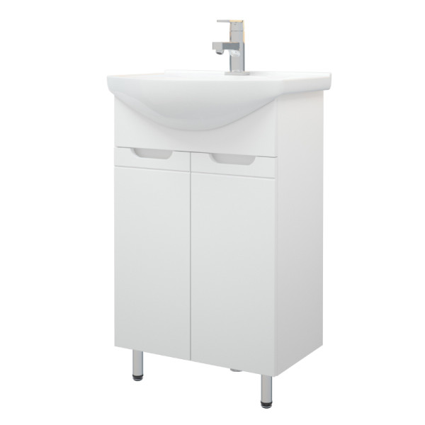 Тумба напольная Melodia Омега 55 (Элеганс 55) 2 двери белая (MFR80002WT)