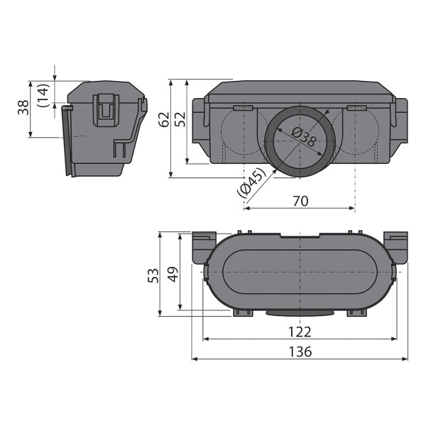 Гидрозатвор Alcaplast для пластикового водоотводящего желоба (P065-ND)
