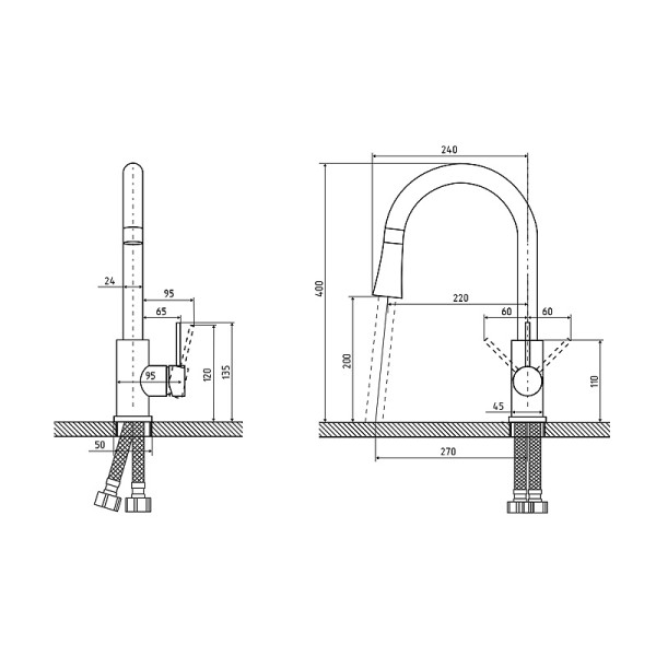 Смеситель для кухни Osgard Forso с выдвижным изливом никель (87073) Смеситель для кухни Osgard Forso с выдвижным изливом никель (87073)