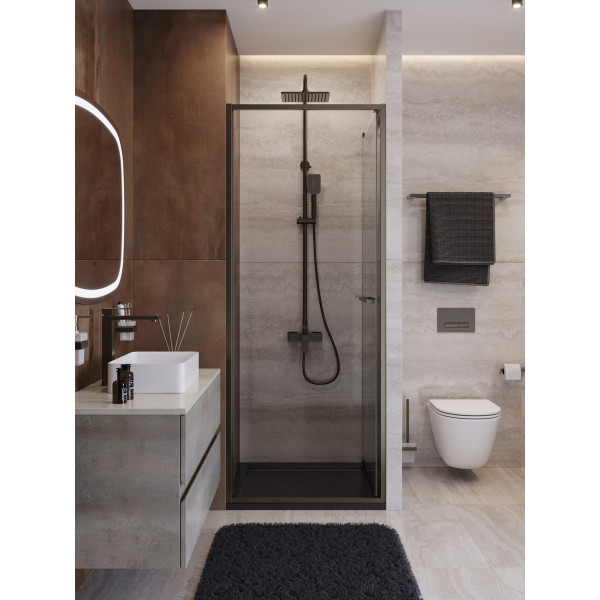 Душевая дверь Cezares Lux 70x195 стекло прозрачное, профиль оружейная сталь (LUX-B-FS-1-70-C-GM)