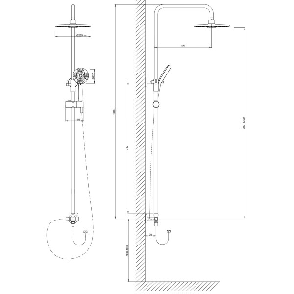 Душевой гарнитур Voda хром (VST1000-3)