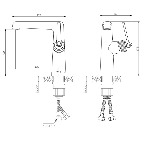 Смеситель для раковины Esko Бангкок черный (BG26MB)