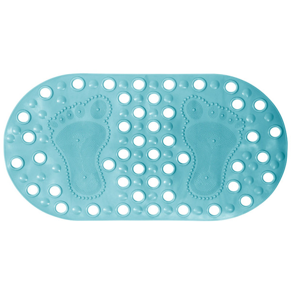 Коврик для ванной Melodia ПВХ Footprints овал массажный 65x34cм голубой (MK001)