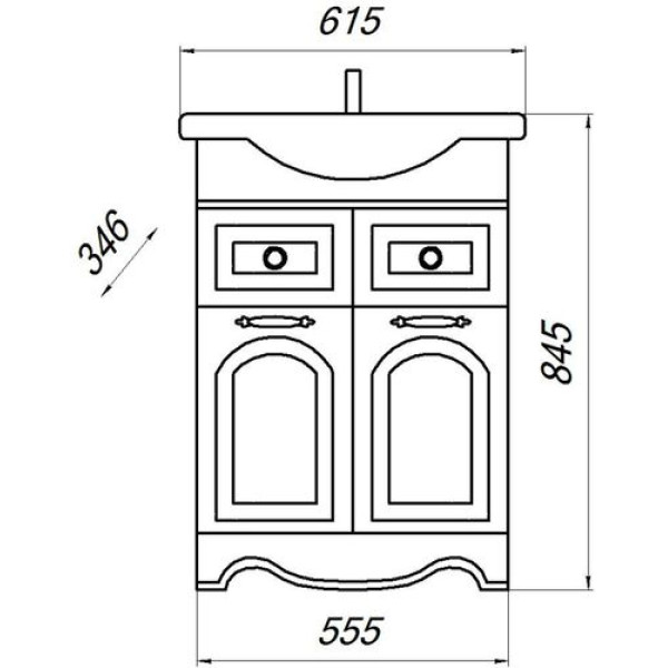 Тумба напольная Melodia Прованс 60 (Элегия 60) DB2 55,5x80 ясень белая (MFR79447AW)