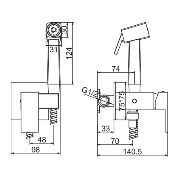 Смеситель для биде Ledeme с гигиеническим душем черный (L5398B-8) Смеситель для биде Ledeme с гигиеническим душем черный (L5398B-8)