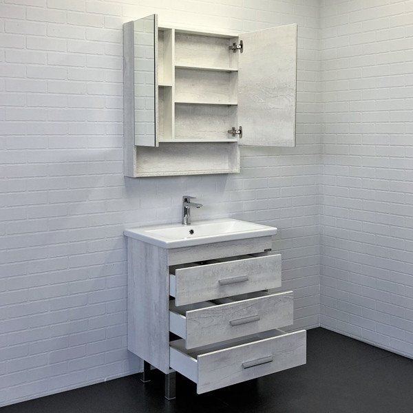 Тумба напольная Comforty Никосия 700x830x450 дуб темный матовый с раковиной (00-00001505)