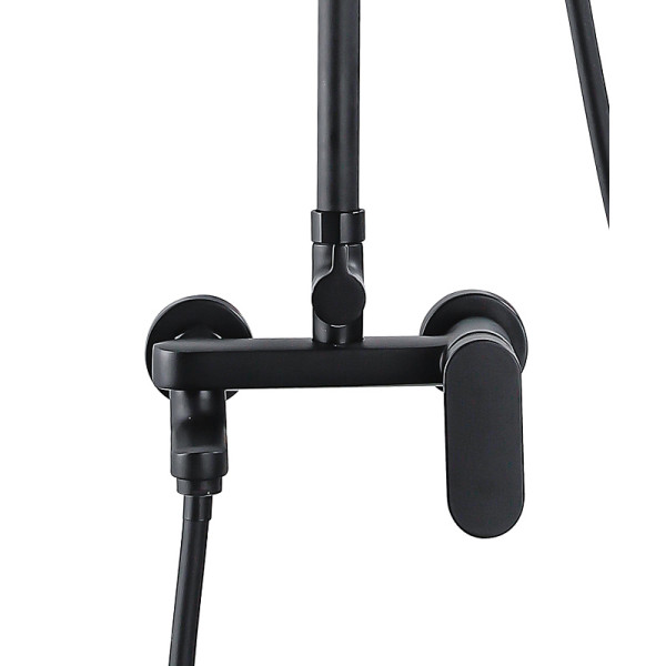 Душевая система Azario Arizona Round с лейкой, со смесителем с изливом черная (AZ-20BR)