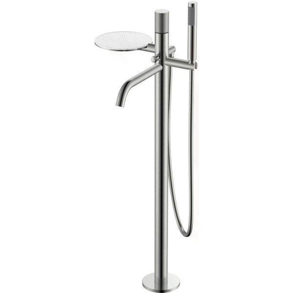 Смеситель напольный Boheme Stick никель с душевым комплектом (129-NB.2)