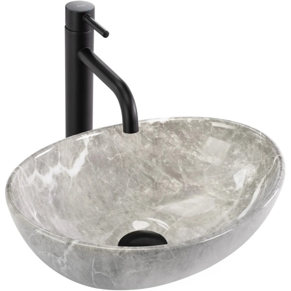 Раковина накладная REA Sofia mini Gridgio 35x27x13 мрамор (REA-U9237)