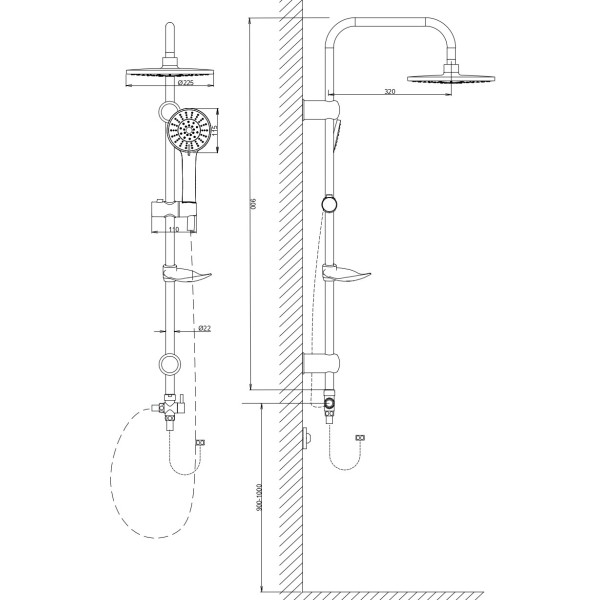 Душевой гарнитур Voda черная (VST612Black)