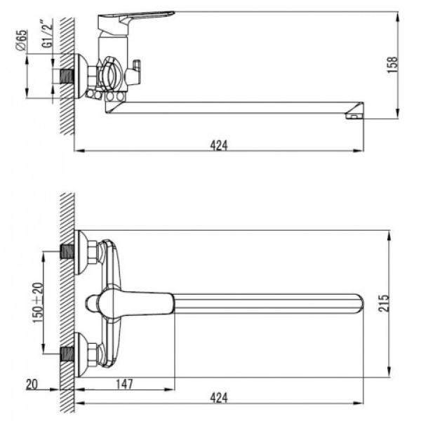Смеситель для ванны и душа Iddis District (DISSBL2i10)