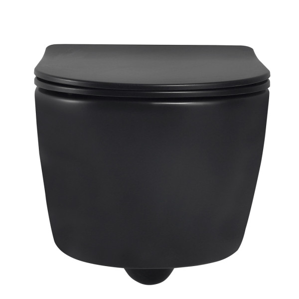 Унитаз подвесной ABBER Bequem черный матовый, безободковый (AC1104MB) Унитаз подвесной ABBER Bequem черный матовый, безободковый (AC1104MB)