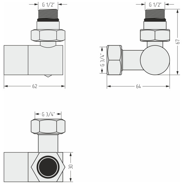 Вентиль Сунержа 1/2"x3/4" НР/НГ 3D правый под шестигранник матовый белый (30-1407-1234)