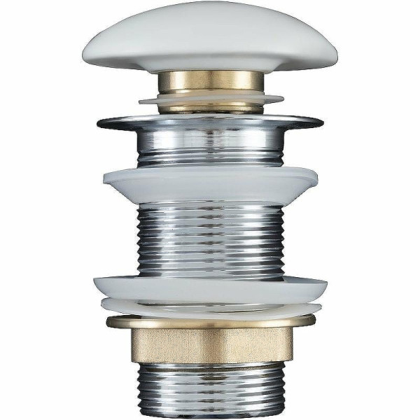 Донный клапан Aquanet латунь без перелива крышка керамика белая матовый (330951)