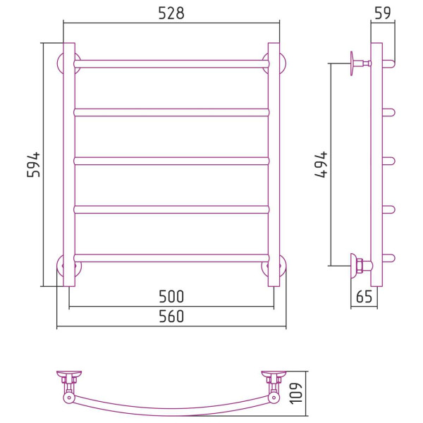 Полотенцесушитель водяной Стилье Версия-Н2 600х500 (5) Г 18 белый (12622-6050) Полотенцесушитель водяной Стилье Версия-Н2 600х500 (5) Г 18 белый (12622-6050)