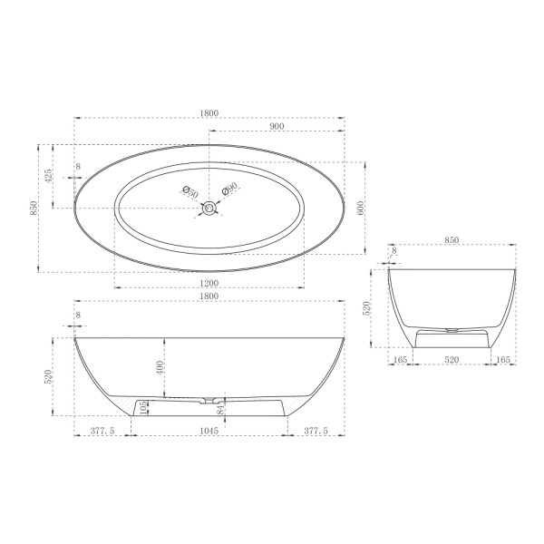 Ванна карбоновые Abber Karbon 180x85 черная (AK9002-1.8) Ванна карбоновые Abber Karbon 180x85 черная (AK9002-1.8)