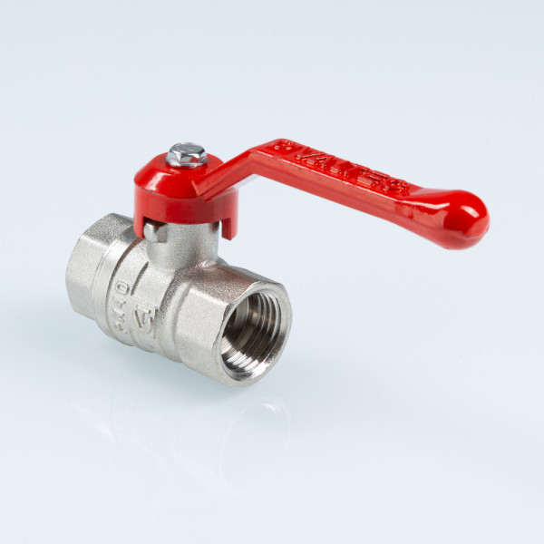 Кран 1/2" ВВ шаровый Valtec Стандарт никелированный (ГОСТ, красная ручка) VT.120.N.04