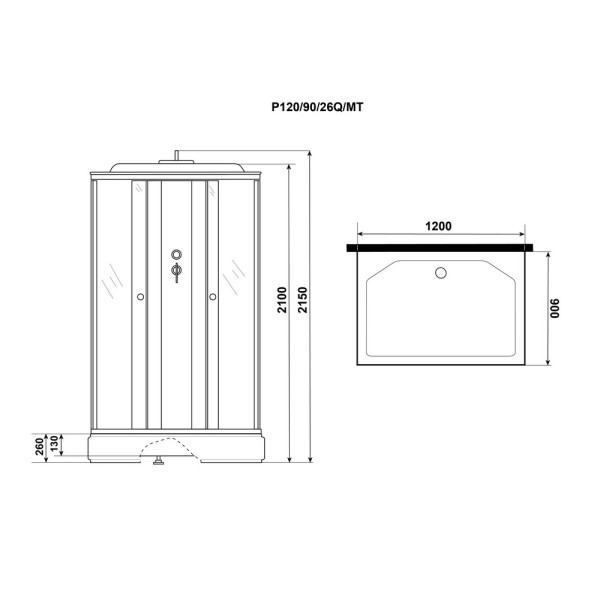 Душевая кабина Promo 90x120 стекло матовое, профиль белый (P120/90/26Q/MT)