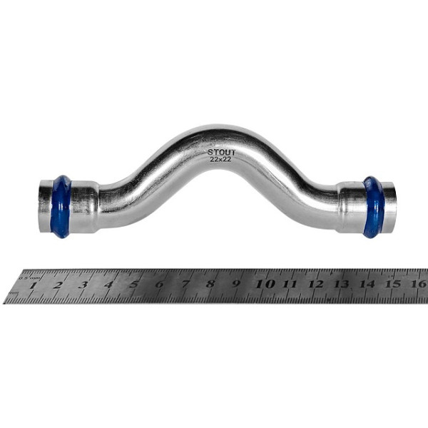 Обвод 22 двухраструбный Stout SSS-2006 ВПр-ВПр (нерж.ст., пресс) SSS-2006-000022 Обвод 22 двухраструбный Stout SSS-2006 ВПр-ВПр (нерж.ст., пресс) SSS-2006-000022