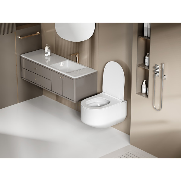 Унитаз подвесной Abber Bequem безободковый, смыв торнадо белый (AC1130) Унитаз подвесной Abber Bequem безободковый, смыв торнадо белый (AC1130)