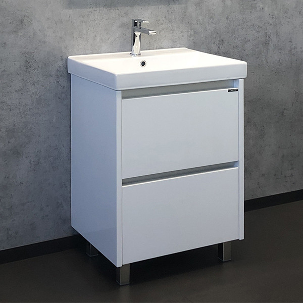 Тумба напольная Comforty Парма 610x850x460 дуб дымчатый матовый с раковиной (00-00001437)