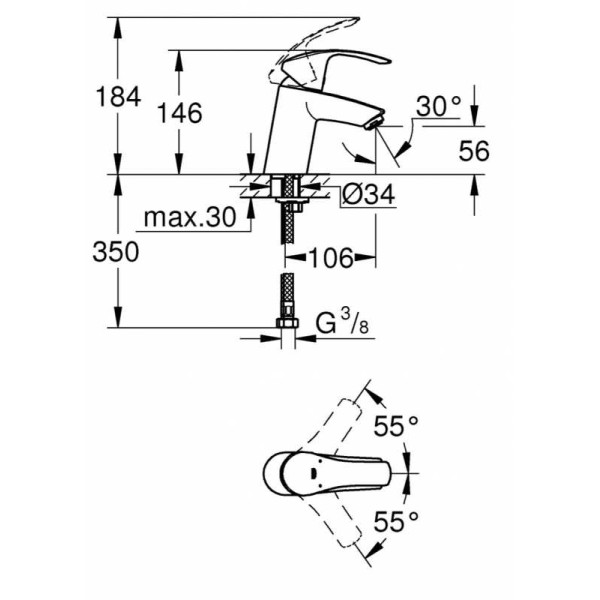 Смеситель для раковины Grohe Eurosmart (32467002)