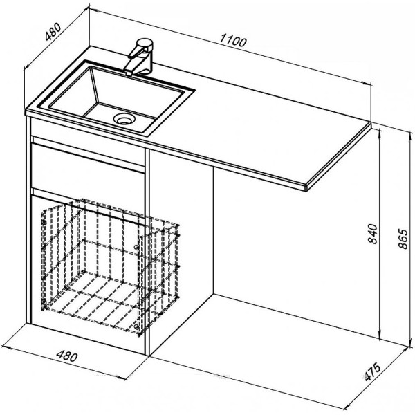 Тумба напольная Aquanet Токио 48 белый (напольная, 1 ящик) (00239289)