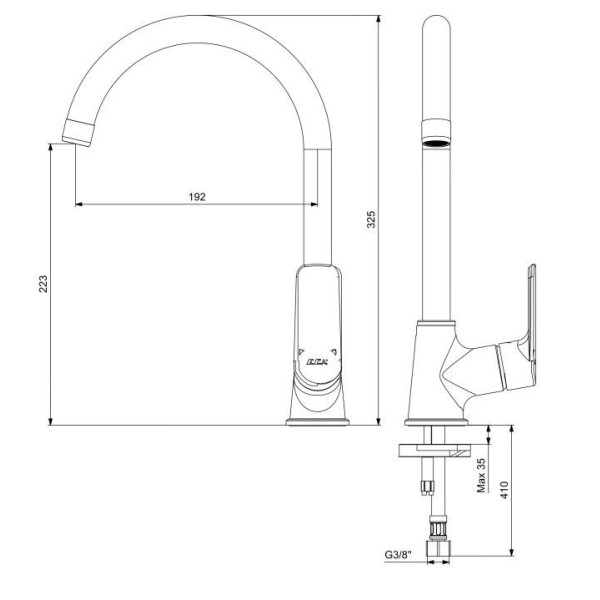 Смеситель для кухни E.C.A. Lia хром (102118888EX) Смеситель для кухни E.C.A. Lia хром (102118888EX)