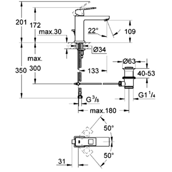 Смеситель для раковины Grohe Eurocube (23446000)