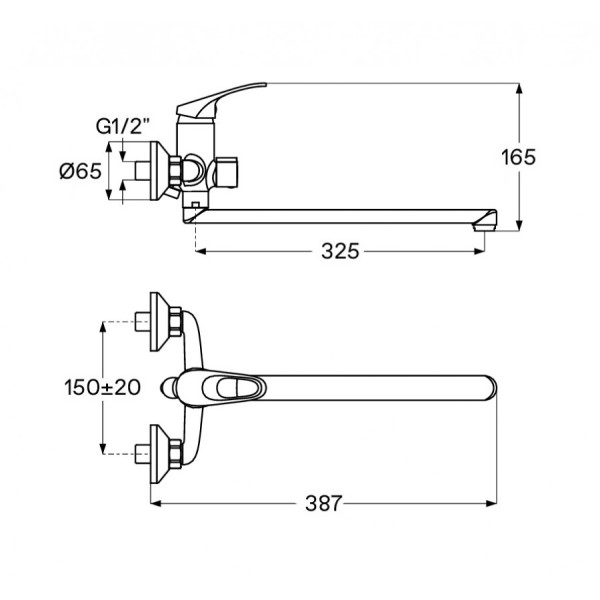 Смеситель для ванны и душа Santek Баус хром с душевым гарнитуром (WH5A12010C001)