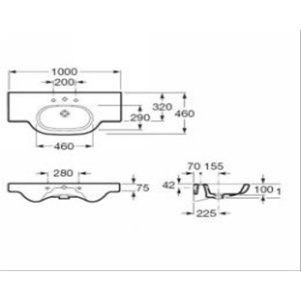 Раковина подвесная Roca Meridian-N 100х46 (32724B000) Раковина подвесная Roca Meridian-N 100х46 (32724B000)