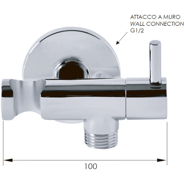 Шланговое подключение Remer с держателем хром, с запорным краном хром (336L) Шланговое подключение Remer с держателем хром, с запорным краном хром (336L)